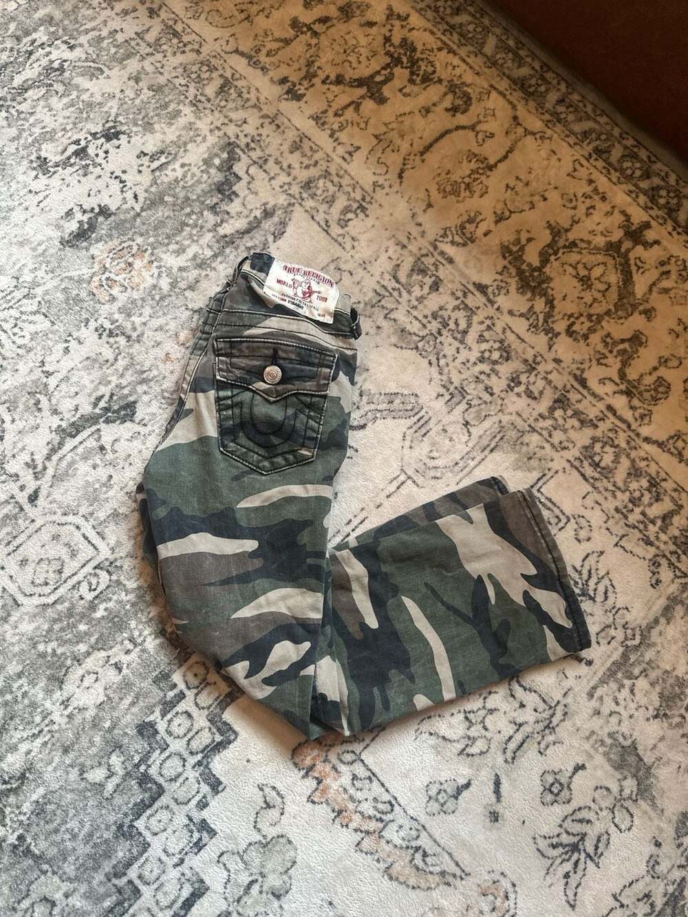True Religion Boy’s Size 6 Camo Section Straight Flap Pocket Jeans